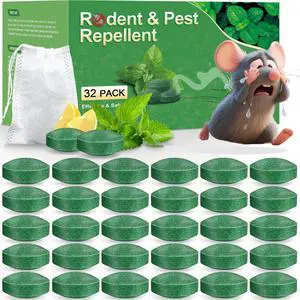 Mouse Rodent Repellent, 32 Pack Peppermint Oil Mice Repellent for Mice, Rats, Squirrels, Spiders and Pests, Indoor/Outdoor Natural Mouse Deterrent, Keeps Rodent Away from Garden & Home (Mint) Mouse Rodent Repellent, 32 Pack Peppermint Oil Mice Repellent for Mice, Rats, Squirrels, Spiders and Pests, Indoor/Outdoor Natural Mouse Deterrent, Keeps Rodent Away from Garden & Home (Mint)