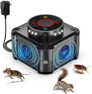 Mice Repellent Indoor Squirrel Repellent for Attic Ultrasonic Pest Repeller Plug in Electronic Rodent Repellent Devices Rat Deterrent Mouse Blocker Home Indoor Use 4 Ultrasonic Modes+12 LED Lights (1) Mice Repellent Indoor Squirrel Repellent for Attic Ultrasonic Pest Repeller Plug in Electronic Rodent Repellent Devices Rat Deterrent Mouse Blocker Home Indoor Use 4 Ultrasonic Modes+12 LED Lights (1)