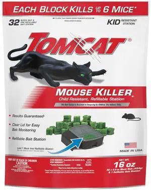 Mouse Killer(e), Child Resistant, Refillable Station - Weather-Resistant Indoor/Outdoor Bait Station with Clear Monitoring Lid, 1 Station and 32 Bait Blocks Mouse Killer(e), Child Resistant, Refillable Station - Weather-Resistant Indoor/Outdoor Bait Station with Clear Monitoring Lid, 1 Station and 32 Bait Blocks