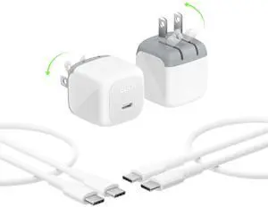 Compact Wall Charger 45W, USB-C PD Fast Charging, USB-C Cable Included, Apple iPhone 17, 16 Series, Samsung Galaxy S26, S25 Series, Pixel 10, MacBook, iPad, AirPods, & More - White (2-Pack) Compact Wall Charger 45W, USB-C PD Fast Charging, USB-C Cable Included, Apple iPhone 17, 16 Series, Samsung Galaxy S26, S25 Series, Pixel 10, MacBook, iPad, AirPods, & More - White (2-Pack)