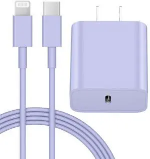 iPhone 14 13 12 Fast Charger 20W PD USB C Wall Charger with 6FT Fast Charging Cable for iPhone 14/14 Pro/14 Pro Max/14 Plus/13/12/11/Pro/Pro Max/Mini/Xs Max/X, iPad - Purple iPhone 14 13 12 Fast Charger 20W PD USB C Wall Charger with 6FT Fast Charging Cable for iPhone 14/14 Pro/14 Pro Max/14 Plus/13/12/11/Pro/Pro Max/Mini/Xs Max/X, iPad - Purple