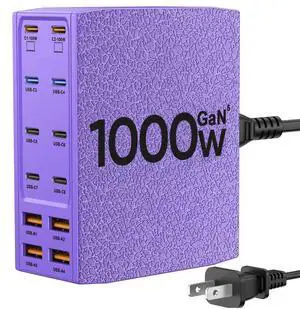 USB Charging Station (1000W),12-Port USB C Charger Block with Dual 100W PD USB-C Fast Charging Station Hub for MacBook Pro/Air/All iPad Phone 17/16 15/14/13/Pro Max/Samsung Galaxy Note(Purple) USB Charging Station (1000W),12-Port USB C Charger Block with Dual 100W PD USB-C Fast Charging Station Hub for MacBook Pro/Air/All iPad Phone 17/16 15/14/13/Pro Max/Samsung Galaxy Note(Purple)