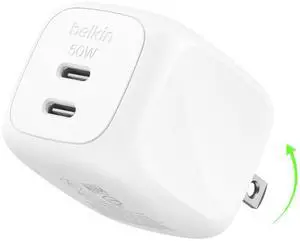 Port USB C Charger Block 50W, Dual-Port GaN Charger w/ 2x USB C Ports, Fast Charging for MacBook, iPhone 17, iPad Pro, Chromebook, Galaxy S26 Ultra, Pixel 10, etc. - Travel Essentials - White Port USB C Charger Block 50W, Dual-Port GaN Charger w/ 2x USB C Ports, Fast Charging for MacBook, iPhone 17, iPad Pro, Chromebook, Galaxy S26 Ultra, Pixel 10, etc. - Travel Essentials - White