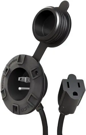 15A AC Port Plug, 125V Power Inlet Socket, and Waterproof Electrical Outlet Receptacle Box with 16-Inch Integrated Outdoor Extension Cord 15A AC Port Plug, 125V Power Inlet Socket, and Waterproof Electrical Outlet Receptacle Box with 16-Inch Integrated Outdoor Extension Cord