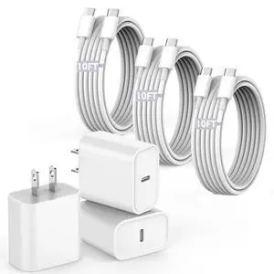 10FT Fast Charging Cord for iPhone 17 16e 15,3Pack Extra Long 10Foot USB C to Type C Charger Cable 20W USBC Charger Block Cube Super Quick Charging for iPhone 17 Air/17 16 15 Pro/Plus/Pro Max,iPad Pro 10FT Fast Charging Cord for iPhone 17 16e 15,3Pack Extra Long 10Foot USB C to Type C Charger Cable 20W USBC Charger Block Cube Super Quick Charging for iPhone 17 Air/17 16 15 Pro/Plus/Pro Max,iPad Pro