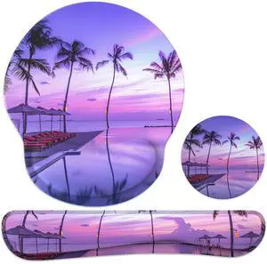 Ergonomic Mouse Pad with Wrist Rest and Keyboard Wrist Rest, Mousepad and Keyboard Pad, Non-Slip Rubber Base, Pain Relief, Mouse Pad Wrist Support for Gaming, Computer, Office, Home, Purple Beach Ergonomic Mouse Pad with Wrist Rest and Keyboard Wrist Rest, Mousepad and Keyboard Pad, Non-Slip Rubber Base, Pain Relief, Mouse Pad Wrist Support for Gaming, Computer, Office, Home, Purple Beach