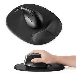 Ergonomic Mouse Pad with Skin-Friendly Lycra Memory Foam Wrist Rest, Easy-to-Clean Smooth PP Surface, and Non-Slip PU Base Ideal for Vertical, Ergonomic, and Office Mice (Jet Black) Ergonomic Mouse Pad with Skin-Friendly Lycra Memory Foam Wrist Rest, Easy-to-Clean Smooth PP Surface, and Non-Slip PU Base Ideal for Vertical, Ergonomic, and Office Mice (Jet Black)