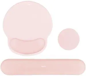 Wrist Rest Support for Mouse Pad&Keyboard Set, Circle Curved Ergonomic Mousepad&Coaster Non-Slip Base Home/Office Pain Relief&Easy Typing Pad with Soft Cloth&Silicone Lining, Chalk Pink Wrist Rest Support for Mouse Pad&Keyboard Set, Circle Curved Ergonomic Mousepad&Coaster Non-Slip Base Home/Office Pain Relief&Easy Typing Pad with Soft Cloth&Silicone Lining, Chalk Pink