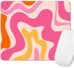 Small Mouse Pad, Rectangle Premium Texture Swirl Pattern Orange Computer Cute Mouse Pad Design, Women Mousepad Non-Slip Rubber Base for Office, Pink Abstract Wave Small Mouse Pad, Rectangle Premium Texture Swirl Pattern Orange Computer Cute Mouse Pad Design, Women Mousepad Non-Slip Rubber Base for Office, Pink Abstract Wave