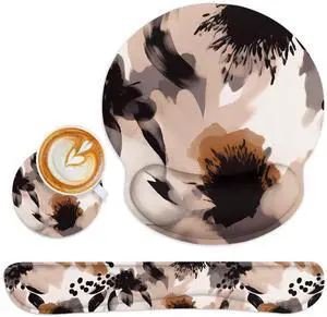 Brown Boho Tribal Flower Ergonomic Mouse Pad Set with Wrist Rest Non-Slip Rubber Base Wrist Cushion Support and Coasters Mousepad with Wrist Support for Computer Keyboard and Desk Brown Boho Tribal Flower Ergonomic Mouse Pad Set with Wrist Rest Non-Slip Rubber Base Wrist Cushion Support and Coasters Mousepad with Wrist Support for Computer Keyboard and Desk