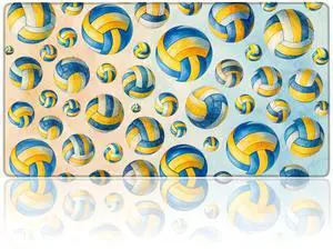 Volleyball Mouse Pad 15.7 x 29.5 in - Extended XL Desk Mat, Non-Slip Rubber Base, 3mm Thick, Stitched Edges, Watercolor Blue Yellow Keyboard & Mouse Pad for Gaming Home Office Volleyball Mouse Pad 15.7 x 29.5 in - Extended XL Desk Mat, Non-Slip Rubber Base, 3mm Thick, Stitched Edges, Watercolor Blue Yellow Keyboard & Mouse Pad for Gaming Home Office