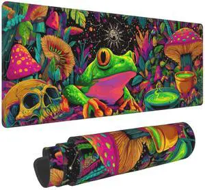 Frog Mushroom Mouse Pad Extended Large Gaming Mouse Pad XL Stitched Edges for Gamer Home Office 31.5 X 11.8 Inch Frog Mushroom Mouse Pad Extended Large Gaming Mouse Pad XL Stitched Edges for Gamer Home Office 31.5 X 11.8 Inch