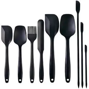 Silicone Spatula Set 9Pcs, Heat Resistant 572°F, Durable One-Piece Design, BPA-Free for Baking, Cooking, and Mixing Non Stick Dishwasher Safe, Black Silicone Spatula Set 9Pcs, Heat Resistant 572°F, Durable One-Piece Design, BPA-Free for Baking, Cooking, and Mixing Non Stick Dishwasher Safe, Black