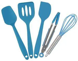 Mini Kitchen Utensil Set - Five-Piece Set, Tiny Silicone Kids Kitchen Tools - Whisk, Tongs, Spoon, Slotted Spatula - Blue Mini Kitchen Utensil Set - Five-Piece Set, Tiny Silicone Kids Kitchen Tools - Whisk, Tongs, Spoon, Slotted Spatula - Blue