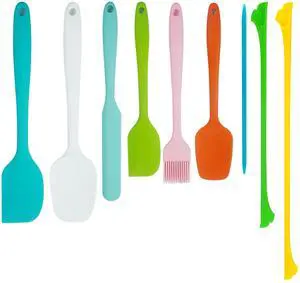 9-Piece Seamless Silicone Spatula Set for Non-Stick Cookware, 600°F Heat Resistant Kitchen Utensils with Heavy-Duty Stainless Steel Core for Baking & Jar Scraping, Dishwasher Safe, Rainbow 9-Piece Seamless Silicone Spatula Set for Non-Stick Cookware, 600°F Heat Resistant Kitchen Utensils with Heavy-Duty Stainless Steel Core for Baking & Jar Scraping, Dishwasher Safe, Rainbow