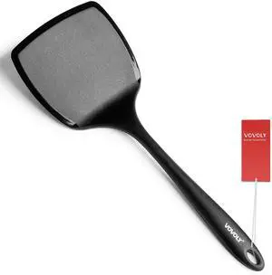 Silicone Pancake Spatula Turner with Lengthened Handle& Seamless Design, Heat Resistant Cooking Spatulas for Nonstick Cookware, Large Flexible Kitchen Utensils, Flipper for Egg, Pancake, Burger, Black Silicone Pancake Spatula Turner with Lengthened Handle& Seamless Design, Heat Resistant Cooking Spatulas for Nonstick Cookware, Large Flexible Kitchen Utensils, Flipper for Egg, Pancake, Burger, Black