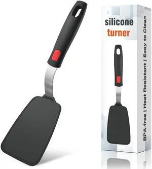 Flexible Silicone Spatula Turner, Heat Resistant Silicone Turner for Non-Stick Cookware, BPA-Free Food Grade Kitchen Spatula Utensils, Ideal for Flipping Eggs, Burgers, Pancakes, 11.8 x 2.4 in, Black Flexible Silicone Spatula Turner, Heat Resistant Silicone Turner for Non-Stick Cookware, BPA-Free Food Grade Kitchen Spatula Utensils, Ideal for Flipping Eggs, Burgers, Pancakes, 11.8 x 2.4 in, Black
