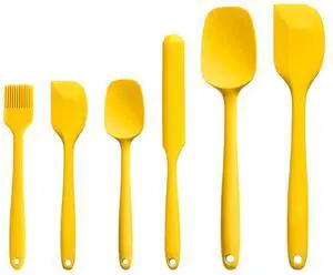 Silicone Spatula Set 6 Pieces High Heat Resistant Kitchen Scraper Spatulas,One-Pieces Seamless Design for Scraping,Cooking,Baking,Mixing Yellow Silicone Spatula Set 6 Pieces High Heat Resistant Kitchen Scraper Spatulas,One-Pieces Seamless Design for Scraping,Cooking,Baking,Mixing Yellow
