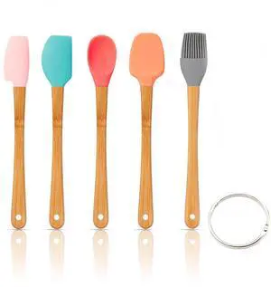 Small Spatulas for Kitchen Use,Silicone Mini Spatula Small Rubber Scraper Heat Resistant Tiny Spatula for Baking Cookie with Bamboo Handle, Colorful Small Spatulas for Kitchen Use,Silicone Mini Spatula Small Rubber Scraper Heat Resistant Tiny Spatula for Baking Cookie with Bamboo Handle, Colorful
