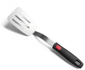 Stainless Steel Spatula, Flexible Metal Slotted Turner for Cast Iron Skillet, Thin Blade and Heat Resistant Silicone Handle, Great for Egg, Cookie, Meat, Crep, Small Stainless Steel Spatula, Flexible Metal Slotted Turner for Cast Iron Skillet, Thin Blade and Heat Resistant Silicone Handle, Great for Egg, Cookie, Meat, Crep, Small