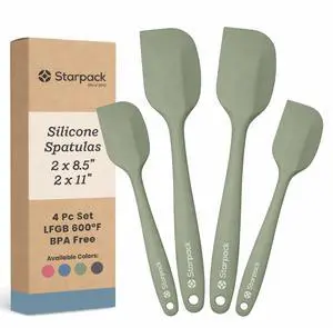 LFGB Non Toxic, 600°F Heat Resistant, BPA-Free, One-Piece Kitchen Baking Spatulas - Dishwasher Safe for Nonstick Cookware Sage Green LFGB Non Toxic, 600°F Heat Resistant, BPA-Free, One-Piece Kitchen Baking Spatulas - Dishwasher Safe for Nonstick Cookware Sage Green
