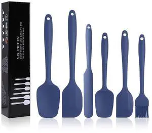 Silicone Spatulas Set, Rubber Spoon Spatula Heat Resistant Spoonula One Piece Design Seamless Spatula Non-Stick Scrapers Baking Mixing Tool (Dark Blue) Silicone Spatulas Set, Rubber Spoon Spatula Heat Resistant Spoonula One Piece Design Seamless Spatula Non-Stick Scrapers Baking Mixing Tool (Dark Blue)