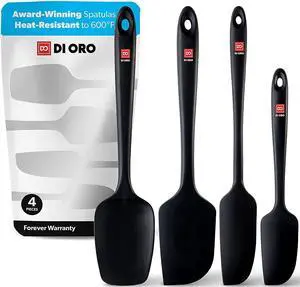 Silicone Spatula Set - Rubber Kitchen Spatulas for Baking, Cooking, & Mixing - 600°F Heat-Resistant & BPA Free Silicone Scraper Spatulas for Nonstick Cookware - Dishwasher Safe (4pc, Black) Silicone Spatula Set - Rubber Kitchen Spatulas for Baking, Cooking, & Mixing - 600°F Heat-Resistant & BPA Free Silicone Scraper Spatulas for Nonstick Cookware - Dishwasher Safe (4pc, Black)