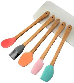 Piece Silicone Spatulas,Mini Rubber Spatula Bamboo Handle,Heat Resistant Silicone Set,Non-Stick Kitchen Utensils For Baking,Cooking and Stir(colorful) Piece Silicone Spatulas,Mini Rubber Spatula Bamboo Handle,Heat Resistant Silicone Set,Non-Stick Kitchen Utensils For Baking,Cooking and Stir(colorful)