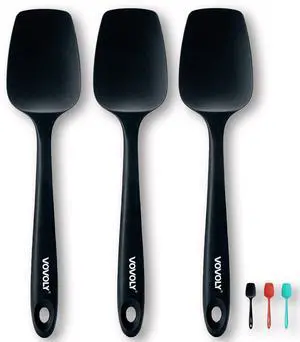 Silicone Spatula Set, High Heat Resistan Rubber Spoon Spatula, Non-Stick Spoonula with Seamless One Piece Design, Flexible Scrapers Baking Mixing Tool,3 Pack, Black Silicone Spatula Set, High Heat Resistan Rubber Spoon Spatula, Non-Stick Spoonula with Seamless One Piece Design, Flexible Scrapers Baking Mixing Tool,3 Pack, Black