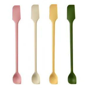 Long Dual-end Silicone Spatula, Stirring Spoon, Thin Curved End for Scraping, Slim Spoon End for Scooping and Mixing, 4 Pack Long Dual-end Silicone Spatula, Stirring Spoon, Thin Curved End for Scraping, Slim Spoon End for Scooping and Mixing, 4 Pack