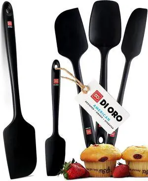 Silicone Spatula Set - Rubber Kitchen Spatulas for Baking, Cooking, & Mixing - 600°F Heat-Resistant & BPA Free Silicone Scraper Spatulas for Nonstick Cookware - Dishwasher Safe (5pc, Black) Silicone Spatula Set - Rubber Kitchen Spatulas for Baking, Cooking, & Mixing - 600°F Heat-Resistant & BPA Free Silicone Scraper Spatulas for Nonstick Cookware - Dishwasher Safe (5pc, Black)