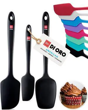Silicone Spatula Set - Rubber Kitchen Spatulas for Baking, Cooking, & Mixing - 600°F Heat-Resistant & BPA Free Silicone Scraper Spatulas for Nonstick Cookware - Dishwasher Safe (3pc, Black) Silicone Spatula Set - Rubber Kitchen Spatulas for Baking, Cooking, & Mixing - 600°F Heat-Resistant & BPA Free Silicone Scraper Spatulas for Nonstick Cookware - Dishwasher Safe (3pc, Black)