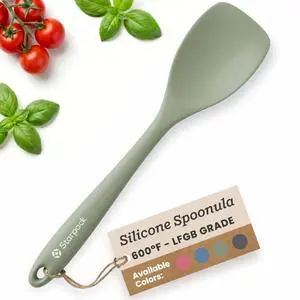 LFGB Spoon Spatula, 600°F Heat Resistant, BPA-Free - One-Piece Seamless, Dishwasher Safe - for Nonstick Cookware, Sage Green LFGB Spoon Spatula, 600°F Heat Resistant, BPA-Free - One-Piece Seamless, Dishwasher Safe - for Nonstick Cookware, Sage Green