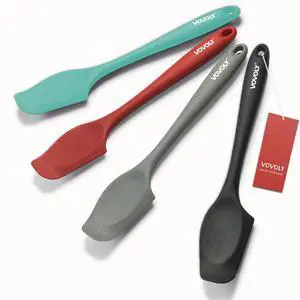 Silicone Mini Spatulas, Curved Small Spatula with Shallow Bowl for Kitchen, Seamless Jar Scraper for Cooking Baking, Wet Pet Food Spatula, 8.2 IN, 4 PackAssorted Silicone Mini Spatulas, Curved Small Spatula with Shallow Bowl for Kitchen, Seamless Jar Scraper for Cooking Baking, Wet Pet Food Spatula, 8.2 IN, 4 PackAssorted