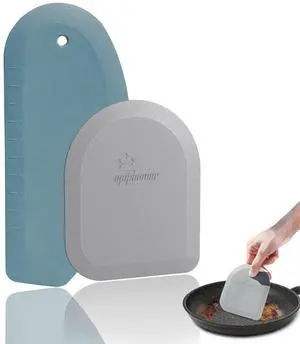 Bowl Scraper Dough Scraper Tool - Set of 2 Silicone Bench Scraper for Baking, Kitchen Pastry Scraper for Bread, Cake, Batter, cheese, Cream, Honey, Jam, Food Scraper with Curved Edge, Blue & Grey Bowl Scraper Dough Scraper Tool - Set of 2 Silicone Bench Scraper for Baking, Kitchen Pastry Scraper for Bread, Cake, Batter, cheese, Cream, Honey, Jam, Food Scraper with Curved Edge, Blue & Grey