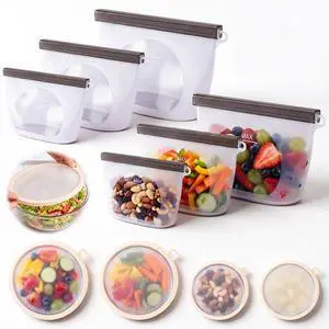 Silicone Food Storage Bags and Lids Set, 6 Pcs Reusable Leakproof Freezer Bags with 4 Stretch Bowl Covers, Airtight Meal Prep Bag, Microwave Dishwasher Freezer Safe 3 Sizes (500ml-2000ml) Silicone Food Storage Bags and Lids Set, 6 Pcs Reusable Leakproof Freezer Bags with 4 Stretch Bowl Covers, Airtight Meal Prep Bag, Microwave Dishwasher Freezer Safe 3 Sizes (500ml-2000ml)