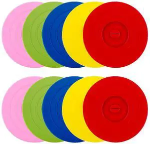 Silicone Cup Covers 10 Pack, 4 Inch Drink Cup Lids with Spoon Holder, Airtight Seal Mug Covers for Coffee Tea, Reusable Cup Lids for Mugs Glasses, 5 Bright Colors Silicone Cup Covers 10 Pack, 4 Inch Drink Cup Lids with Spoon Holder, Airtight Seal Mug Covers for Coffee Tea, Reusable Cup Lids for Mugs Glasses, 5 Bright Colors