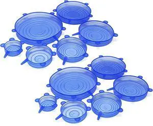 Silicone Stretch Seal Cover, 12 Pcs 6 Size Blue Elastic Silicone Seal Lids for Keeping Food Fresh in Refrigerator and Microwave Oven (blue) Silicone Stretch Seal Cover, 12 Pcs 6 Size Blue Elastic Silicone Seal Lids for Keeping Food Fresh in Refrigerator and Microwave Oven (blue)