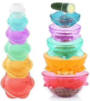 Silicone Stretch Lids for Kitchen Food Storage Durable,Reusable + Expandable Bowl Covers for Cup or Square Containers, Freezer, Microwave,and Dishwasher Safe,Mixing Size, 6-Pack, Color Silicone Stretch Lids for Kitchen Food Storage Durable,Reusable + Expandable Bowl Covers for Cup or Square Containers, Freezer, Microwave,and Dishwasher Safe,Mixing Size, 6-Pack, Color