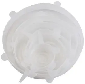 Silicone Stretch Lids 6 Pack, Reusable Food Storage Covers, Clear & Blue, Fits All Containers, Microwave & Dishwasher Safe (White) Silicone Stretch Lids 6 Pack, Reusable Food Storage Covers, Clear & Blue, Fits All Containers, Microwave & Dishwasher Safe (White)