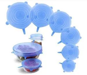 Reusable Silicone Stretch Lids, BPA Free, Airtight Seal, Fits Bowls, Pots, and Containers, Dishwasher Safe, Set of 6 (6, Blue, 2.1-3.1-3.7-4.5-5.1-6.2) Reusable Silicone Stretch Lids, BPA Free, Airtight Seal, Fits Bowls, Pots, and Containers, Dishwasher Safe, Set of 6 (6, Blue, 2.1-3.1-3.7-4.5-5.1-6.2)