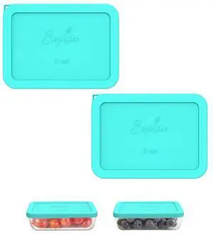 Cup Rectangle Silicone Storage Cover Lids Replacement for Pyrex 7210-PC Glass Bowls, Container not Included (MINT, 2 Pack) Cup Rectangle Silicone Storage Cover Lids Replacement for Pyrex 7210-PC Glass Bowls, Container not Included (MINT, 2 Pack)
