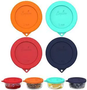 Cup Round Silicone Storage Cover Lids Replacement for Anchor Hocking and Pyrex 7202-PC Glass Bowls (Container not Included) (Mix - 4 pack) Cup Round Silicone Storage Cover Lids Replacement for Anchor Hocking and Pyrex 7202-PC Glass Bowls (Container not Included) (Mix - 4 pack)