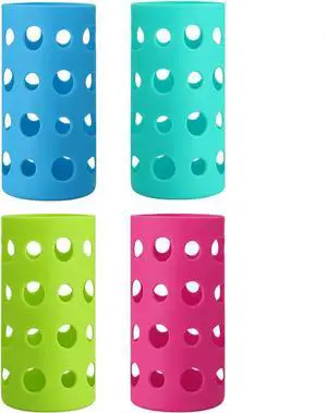 4 Pack Water Bottle Silicone Sleeve, Silicone Protective Holders for Glass Water Bottle, Slip Resistant & Durable Protective Covers for Smoothie, Drinks, Juice, Milk Bottles (Colorful) 4 Pack Water Bottle Silicone Sleeve, Silicone Protective Holders for Glass Water Bottle, Slip Resistant & Durable Protective Covers for Smoothie, Drinks, Juice, Milk Bottles (Colorful)