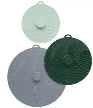 Universal Silicone Lids for Pots and Pans, Heat Safe, Reusable Suction Seal Covers for Bowls, Pots, Cups- Food Grade, Dishwasher Safe, 3 Piece, Gray, Green and Sage Universal Silicone Lids for Pots and Pans, Heat Safe, Reusable Suction Seal Covers for Bowls, Pots, Cups- Food Grade, Dishwasher Safe, 3 Piece, Gray, Green and Sage