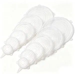 12 pcs Silicone Stretch lids set(6 Sizes,white) 12 pcs Silicone Stretch lids set(6 Sizes,white)