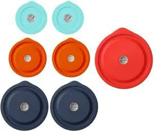Replacement Lids for Pyrex 7202-PC 1 Cup and 7200-PC 2 Cup and 7201-PC 4 Cup and 7402-PC 6/7 Cup, Silicone Round Storage Cover Lid for Anchor Hocking Glass Bowl 7 Pack Multiple Colors Replacement Lids for Pyrex 7202-PC 1 Cup and 7200-PC 2 Cup and 7201-PC 4 Cup and 7402-PC 6/7 Cup, Silicone Round Storage Cover Lid for Anchor Hocking Glass Bowl 7 Pack Multiple Colors