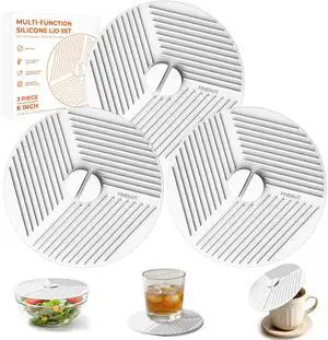 3 Pack 6 Inch Silicone Lids for Bowls, Microwave Splatter Cover Food Storage Universal Multi-Use Pot Holders Trivet Mats, Heat Resistant Dishwasher Safe for Cups Mugs Kitchen Food Containers 3 Pack 6 Inch Silicone Lids for Bowls, Microwave Splatter Cover Food Storage Universal Multi-Use Pot Holders Trivet Mats, Heat Resistant Dishwasher Safe for Cups Mugs Kitchen Food Containers