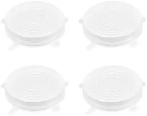 4 Pack 4.5in Reusable Silicone Stretch Lids, Silicone Bowl Covers for Food Storage, Universal Stretchable Lids for Containers Produce, Elastic Expandable Seal Cover, Microwave Freezer Safe 4 Pack 4.5in Reusable Silicone Stretch Lids, Silicone Bowl Covers for Food Storage, Universal Stretchable Lids for Containers Produce, Elastic Expandable Seal Cover, Microwave Freezer Safe