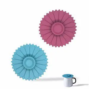 Sunflower Silicone Cup Lids, 4.1 Inch Reusable Drink Covers with Dust Resistance, Food Grade Flexible Seal Lids for Coffee and Tea, Blue and Purple, 2 Pack Sunflower Silicone Cup Lids, 4.1 Inch Reusable Drink Covers with Dust Resistance, Food Grade Flexible Seal Lids for Coffee and Tea, Blue and Purple, 2 Pack